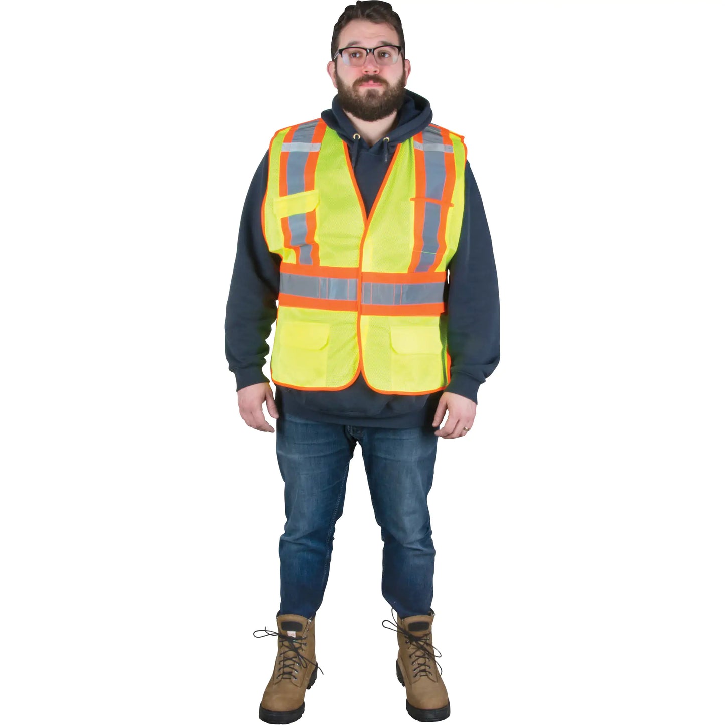 Flame-Resistant Surveyor Vest – High Visibility Lime-Yellow, Medium, CSA Z96 Class 2 Level 2
