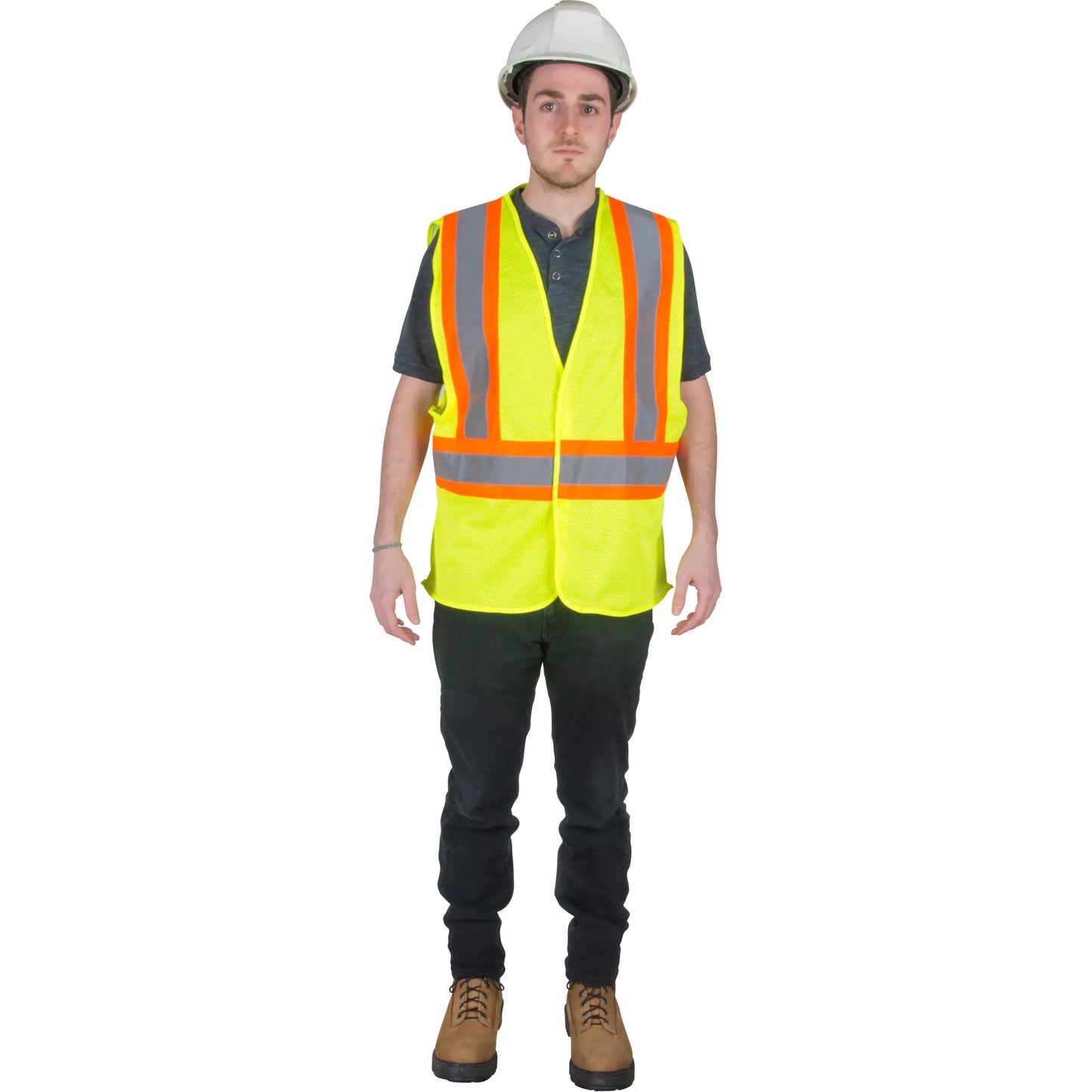 Traffic Safety Vest – High Visibility Lime-Yellow, Medium, CSA Z96 Class 2 Level 2, Machine Washable