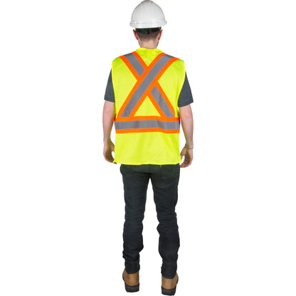 Traffic Safety Vest – High Visibility Lime-Yellow, Medium, CSA Z96 Class 2 Level 2, Machine Washable
