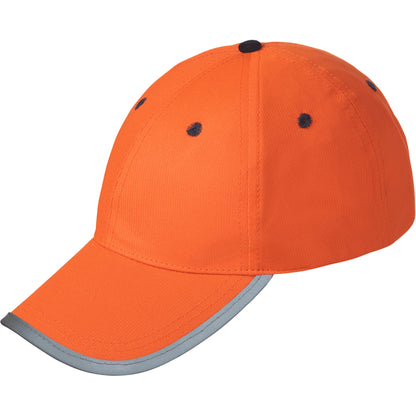 igh Visibility Ball Cap – Orange, One Size, Silver Reflective Binding, Adjustable Hook and Loop Closure