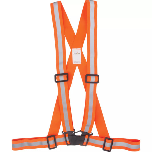 High Visibility Traffic Harness – Orange, Medium, Silver Reflective Stripes, Adjustable Elastic Design