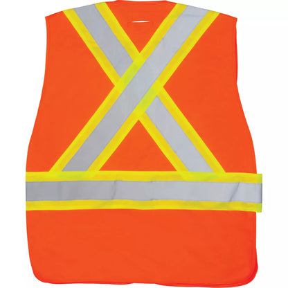 CSA-Compliant High Visibility Surveyor Vest – Orange, Medium, ID Badge Pocket, 5-Point Tear-Away, D-Ring Access