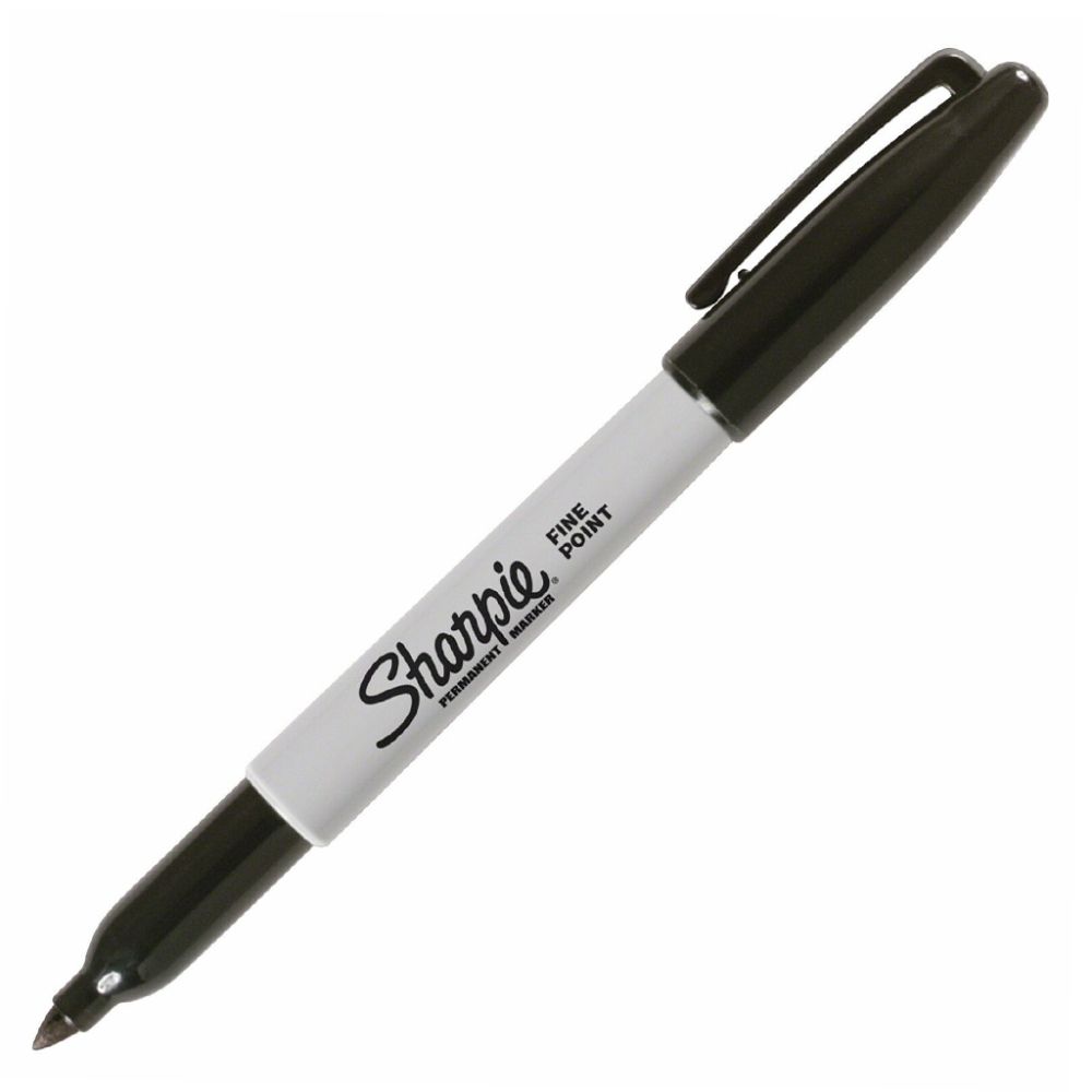 Sharpie black fine point permanent marker single pen on white background

