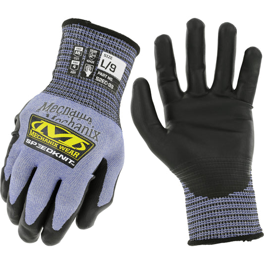 Speedknit™ S2EC33 Cut-Resistant Gloves, Size Medium/8, 18 Gauge, Urethane Coated, HPPE/Tungsten Shell, ASTM ANSI Level A5/EN 388 Level D