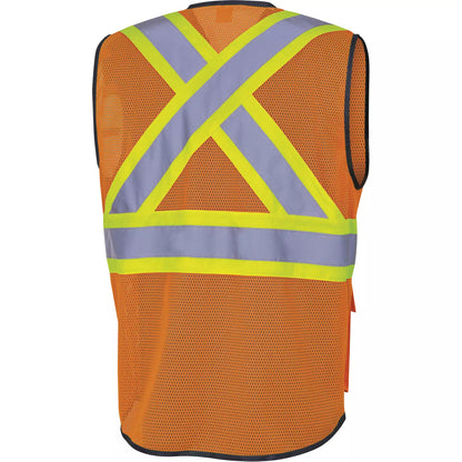 Hi-Vis Zipper Front Mesh Safety Vest – High Visibility Orange, Medium, 9 Pockets, StarTech® Reflective Tape, CSA Z96 Class 2