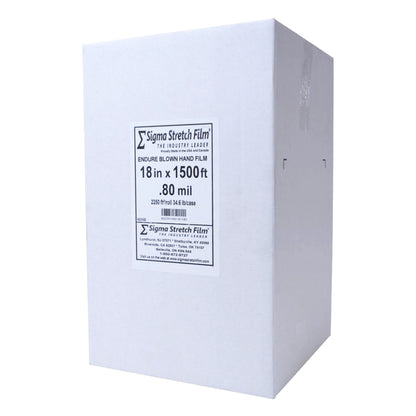 Sigma Stretch Film Endure blown hand film case, 18in x 1500ft, 0.80 mil