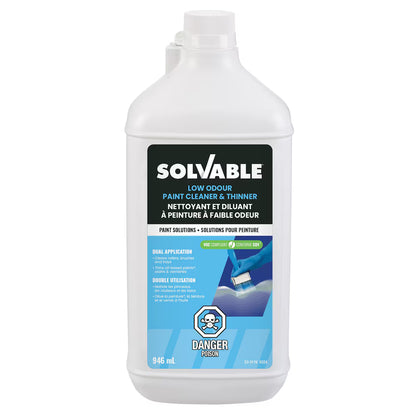 Solvable Low Odour Paint Cleaner and Thinner 946 mL bottle, dual application, front label