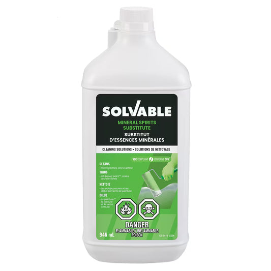 Solvable Mineral Spirits Substitute 946 mL bottle, danger flammable poison warning, front label