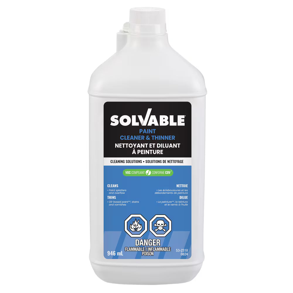 Solvable Paint Cleaner & Thinner, 946 mL bottle — cleans paint splatters and thins oil-based paint, stains, and varnishes