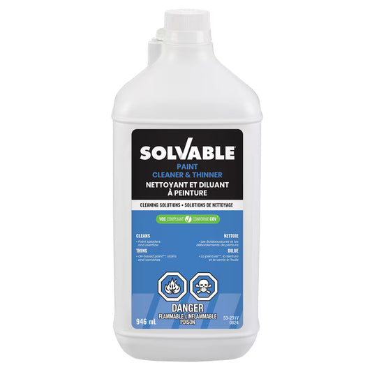 Solvable Paint Cleaner & Thinner, 946 mL bottle — cleans paint splatters and thins oil-based paint, stains, and varnishes