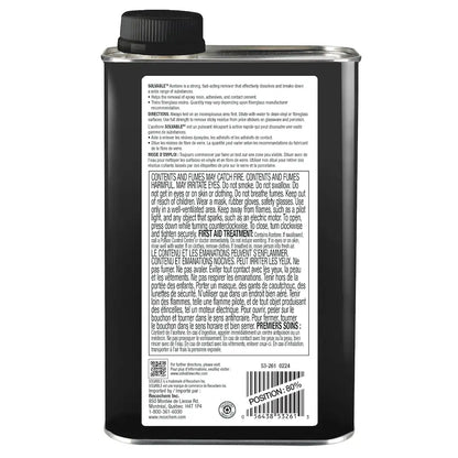 Back label of Solvable Pro Acetone showing usage directions, safety warnings, and first aid instructions