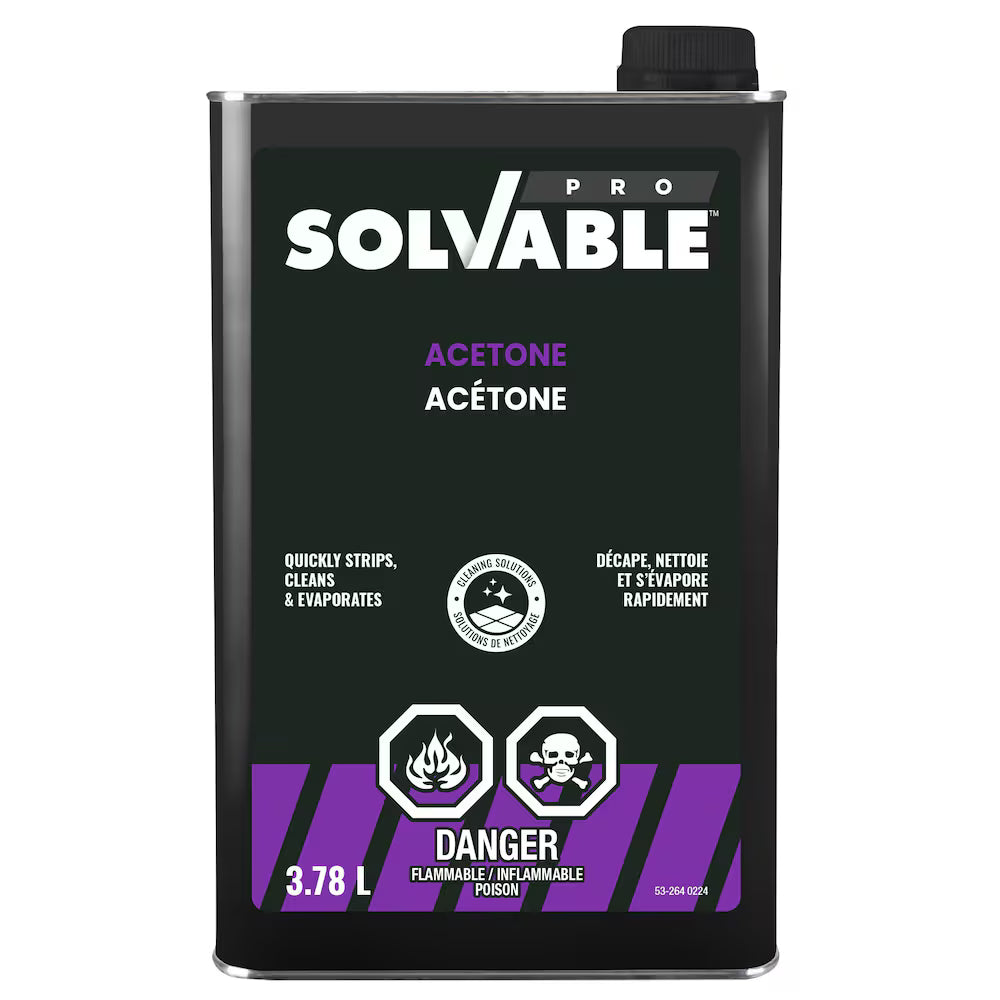Solvable Pro Acetone 3.78 L can, front label with danger flammable warning