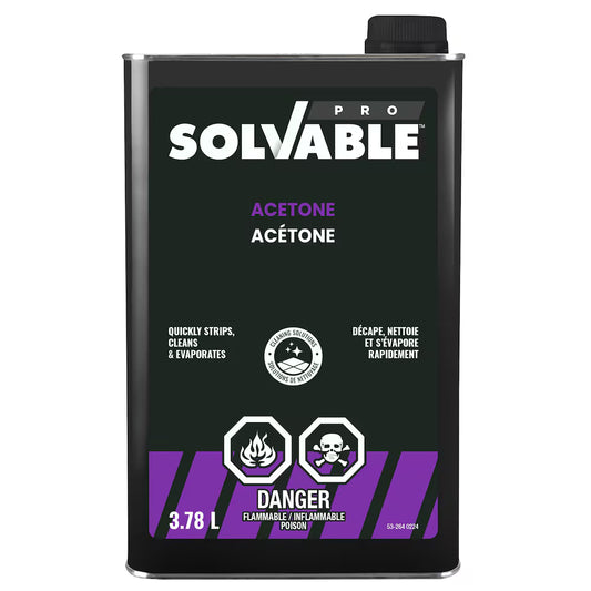 Solvable Pro Acetone 3.78 L can, front label with danger flammable warning