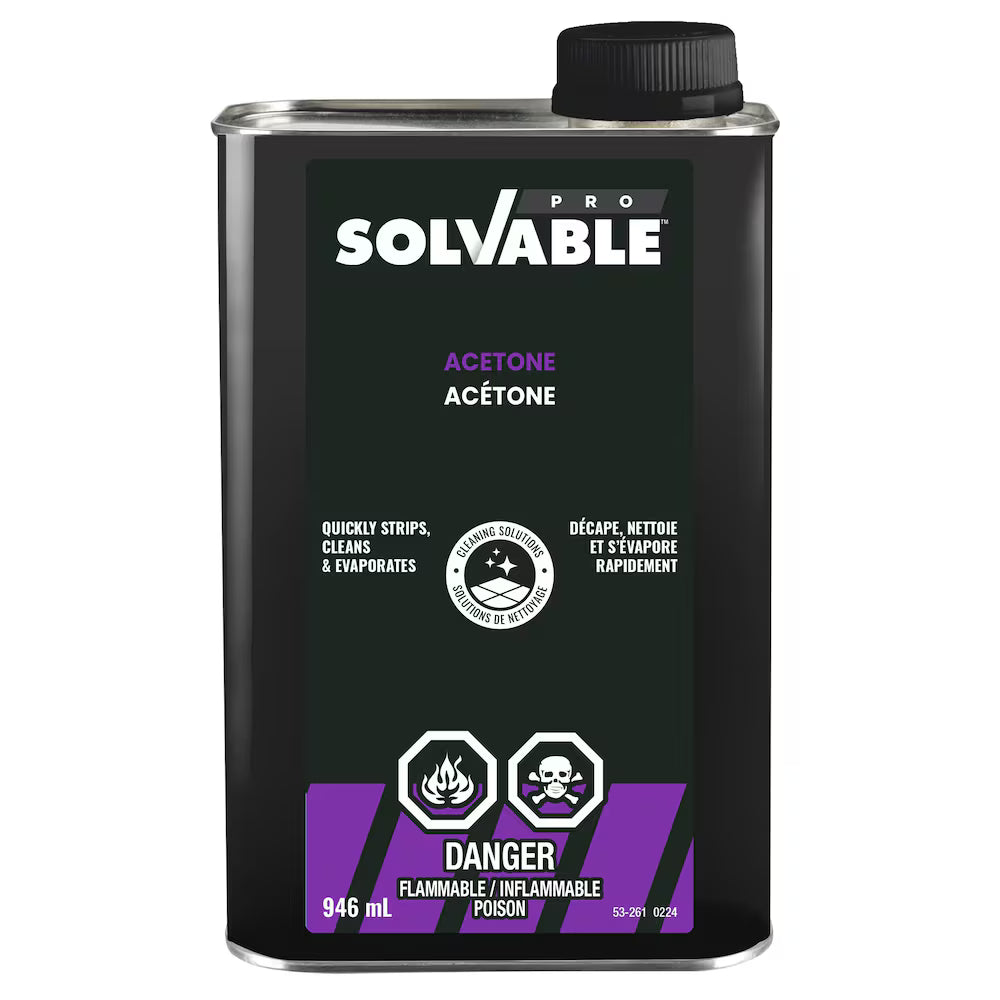 Solvable Pro Acetone 3.78 L can, front label with danger flammable warning
