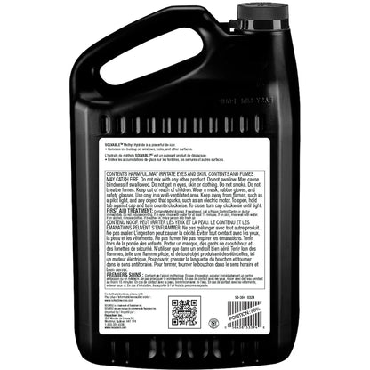 Back label of Solvable Pro Methyl Hydrate showing de-icing use, safety warnings, and first aid instructions