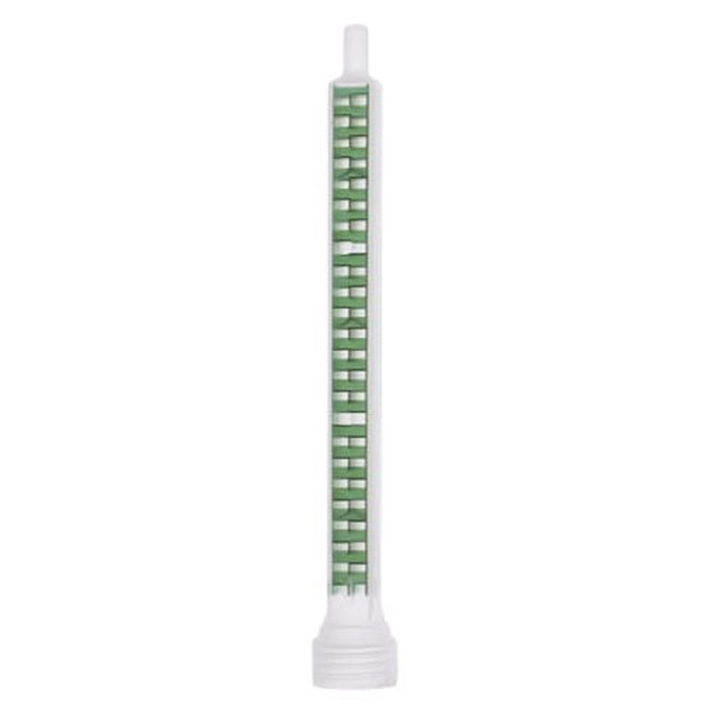 Square static mix nozzle part 98667 with green elements, a white barrel, and a stepped tip for 200ml and 400ml C-System 1:1 and 2:1 dual cartridges.