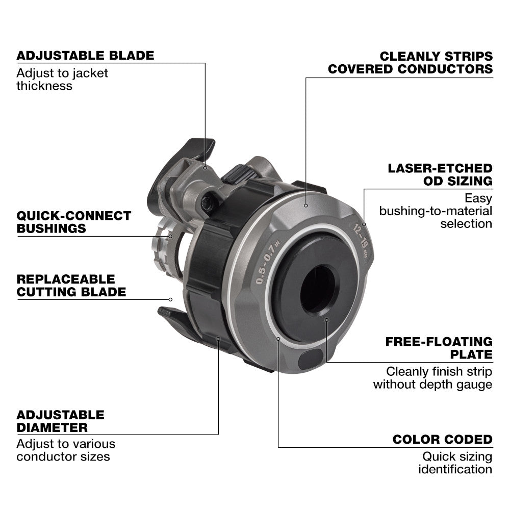 Milwaukee 49-16-B078 0.5in - 0.7in Adjustable Bushing for M18 FUEL 2937-20 Covered Conductor Cable Stripper