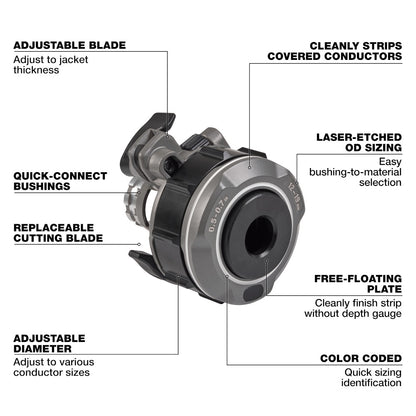 Milwaukee 49-16-B078 0.5in - 0.7in Adjustable Bushing for M18 FUEL 2937-20 Covered Conductor Cable Stripper