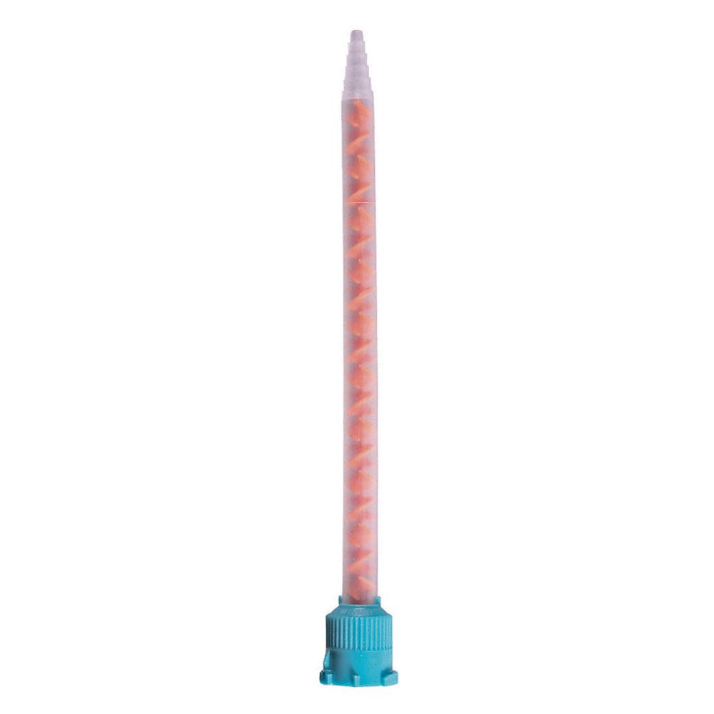 Static mix nozzle part 1034575 with an orange helical element, a blue base, and a stepped tip for 50ml B-System and S-System 10:1 dual cartridges.