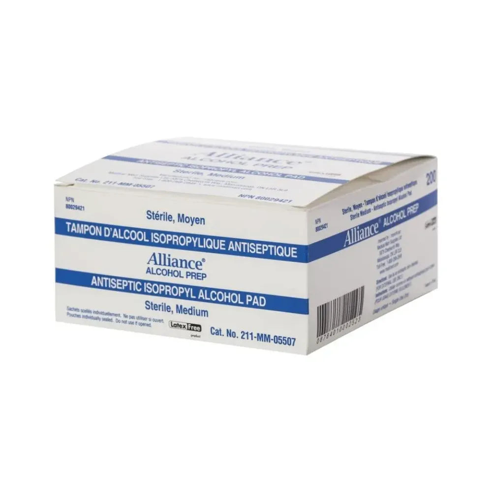 Individually wrapped Sterile Alcohol Prep Pads (70% Isopropyl Alcohol) designed for fast, effective skin antisepsis before injections or minor procedures.