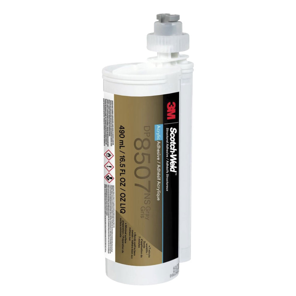 Scotch-Weld™ DP8507NS Acrylic Metal Bonder structural adhesive in a 490ML cartridge with grey non-sag formula for industrial metal bonding applications.