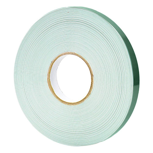 Single roll of White Polyethylene Double Coated Foam Tape, thickn and green liner.