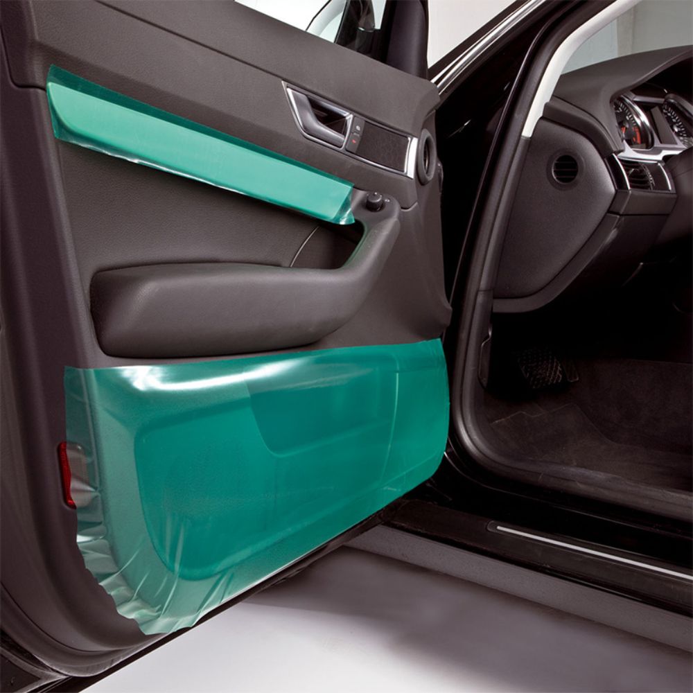 Tesa Green Polyethylene Protection Tape Applied on Car Door Interior