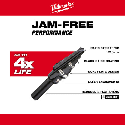 Milwaukee 48-89-9206 #6 Step Drill Bit (3/8in - 1/2in) - 2 Steps