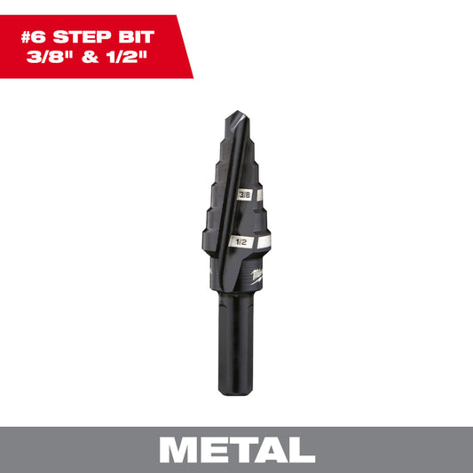 Milwaukee 48-89-9206 #6 Step Drill Bit (3/8in - 1/2in) - 2 Steps