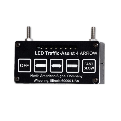 Control box for the LEO traffic assist arrow featuring sequencing mode buttons and speed adjustments.