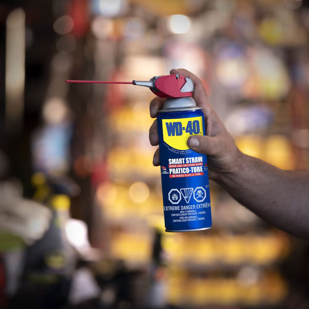 Demonstration of the WD-40 Smart Straw in the upright position for targeted stream application.