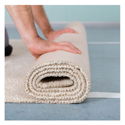 White cloth carpet tape double coated being used for carpet installation and floor bonding