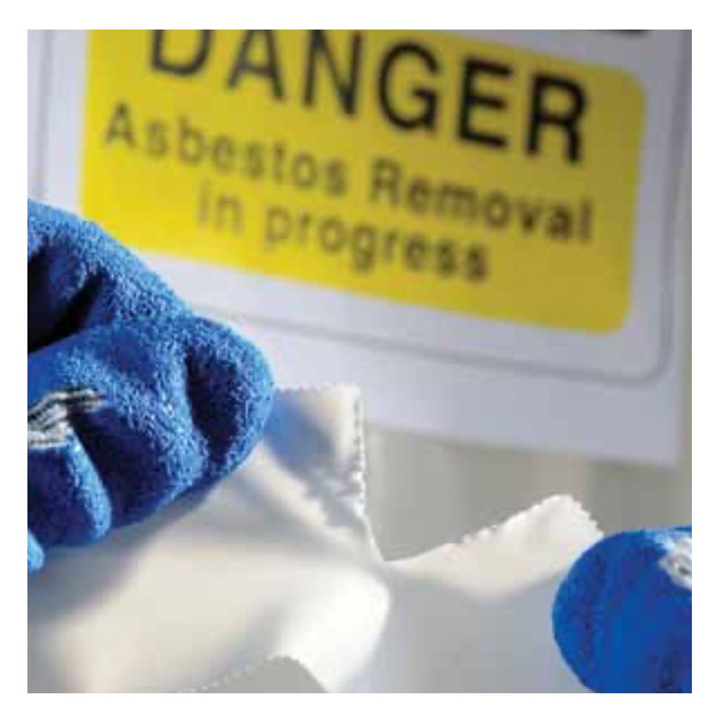 White Serrated Pinked Edge Tape Used in Asbestos Removal Hazmat Application