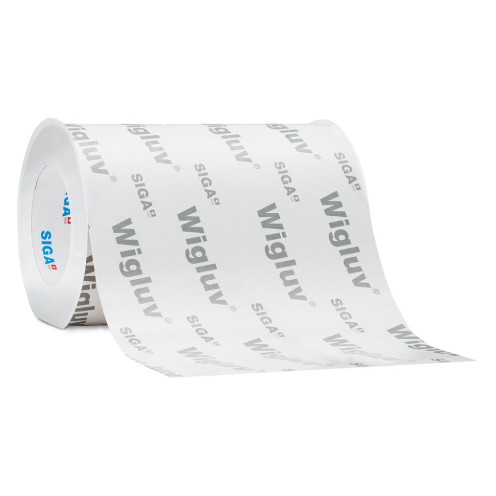A single 230mm wide roll of Wigluv 230 high-performance flashing tape with white backing and grey SIGA-Wigluv branding, designed for wide-coverage sealing.