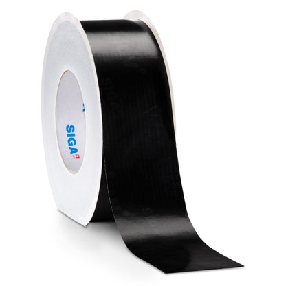A single roll of Wigluv 60 black high-performance sealing tape, featuring superior UV resistance and airtight bonding properties for exterior construction.