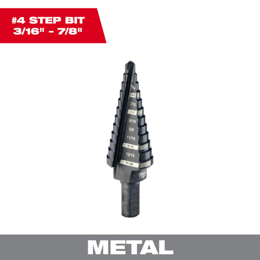 Milwaukee 48-89-9204 #4 Step Drill Bit (3/16in - 7/8in) - 12 Steps