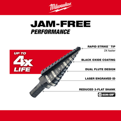 Milwaukee 48-89-9204 #4 Step Drill Bit (3/16in - 7/8in) - 12 Steps